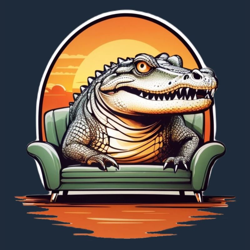 Alligator on sofa