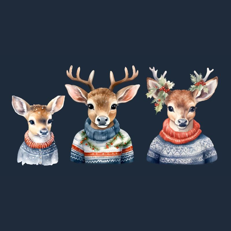 Winterhirsche Pullover-Trio