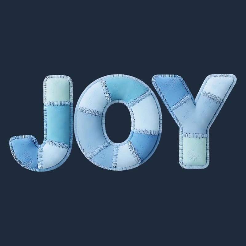Blue Patchwork Joy Schriftzug