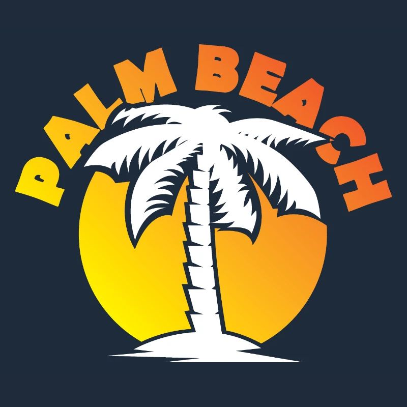 Palm Beach Palm Tree Sun Sunset Icon