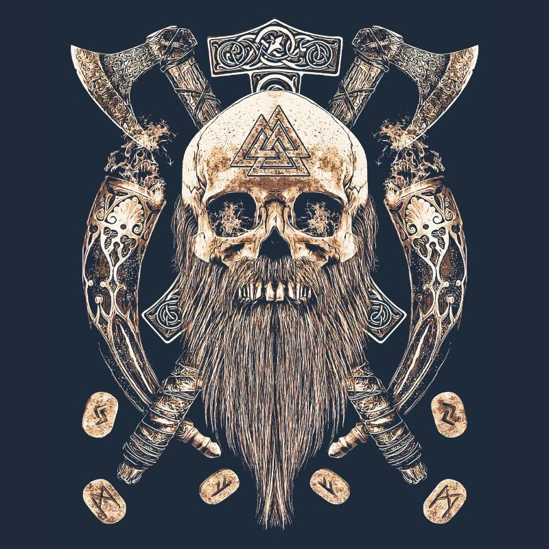 Valhalla Sigil Viking  Tête de mort Squelette Goth
