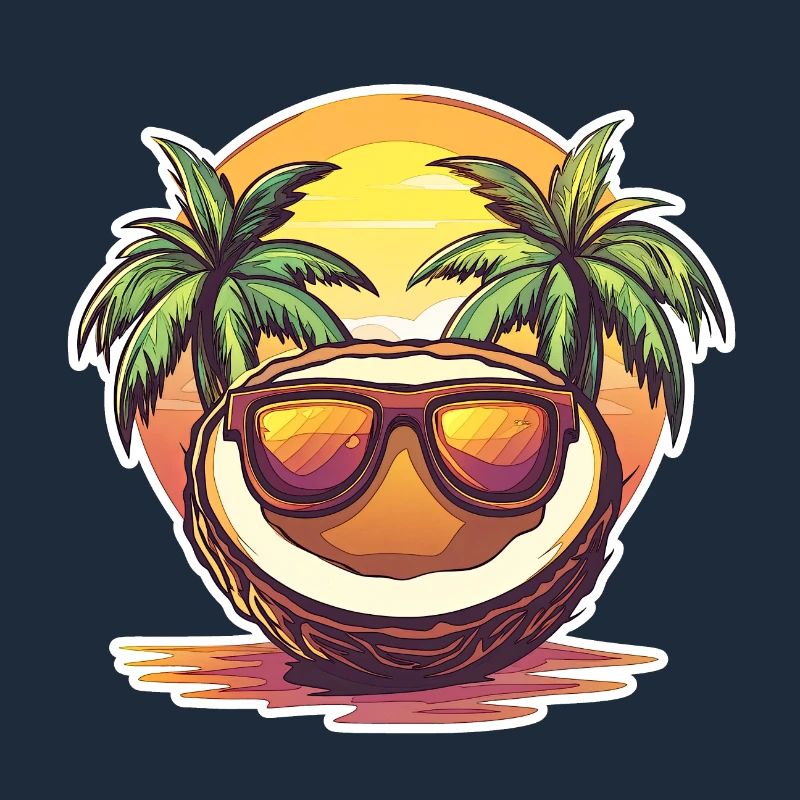 Coconut beach with sunglasses