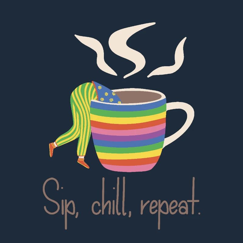 Sip, chill, repead - Rainbow Coffee Lover