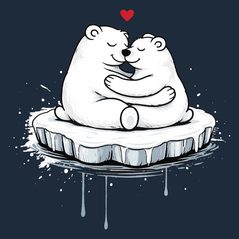 Zwei kuschelnde Eisbären auf Eisscholle 
