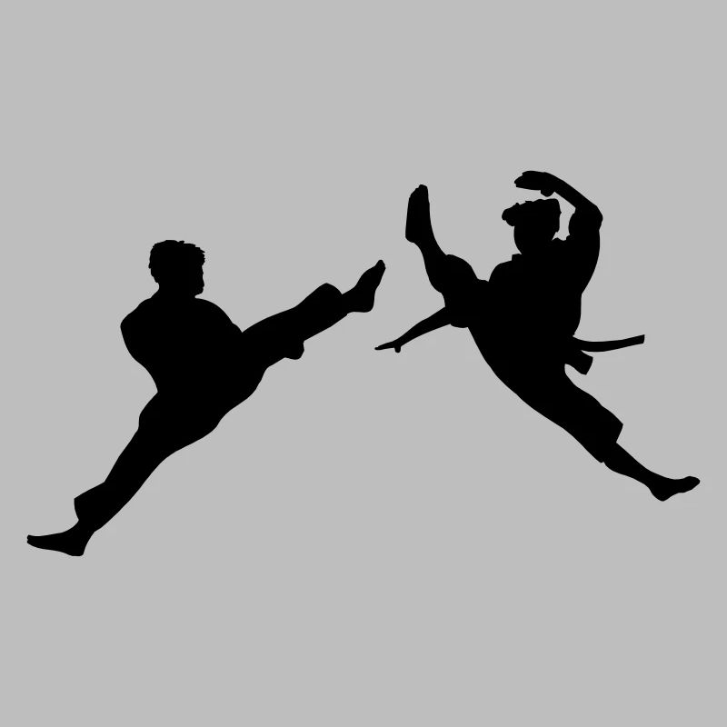 Zwei fliegende Karate-Kick oder Teakwondo-Kick