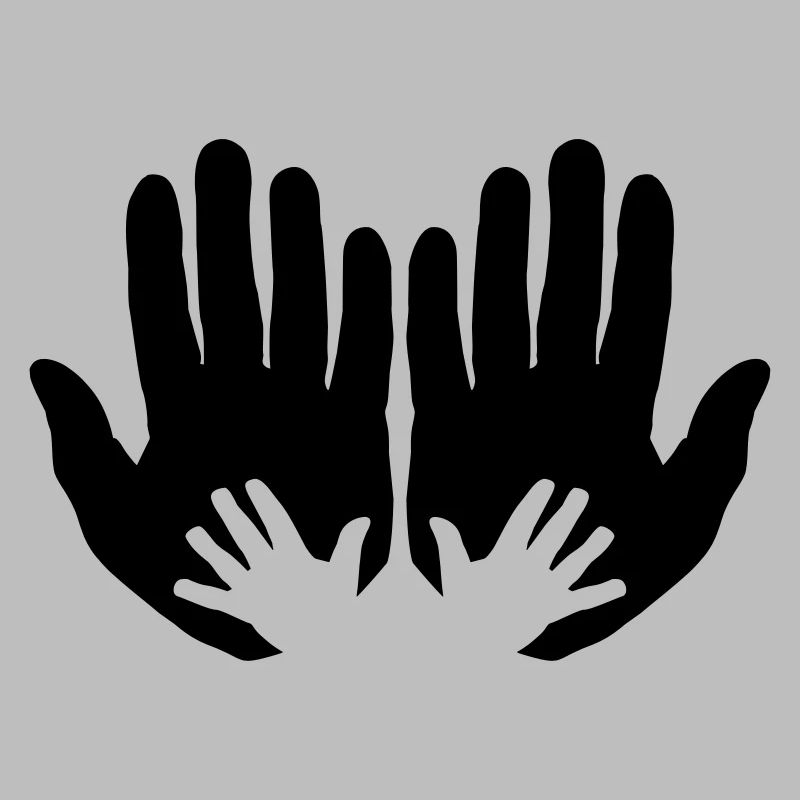Open parents hands with children's hands