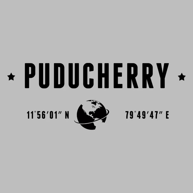 PUDUCHERRY Stylized Geographical Coordinates
