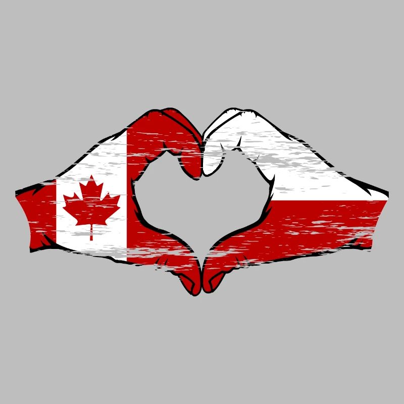 Drapeau du Canada de la Pologne Forme de coeur utilisé