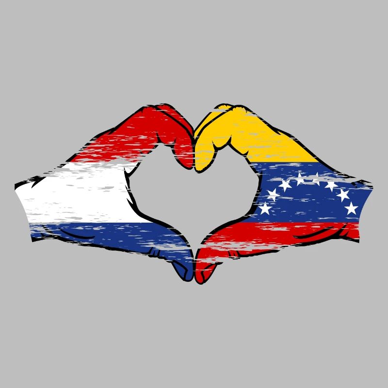 Drapeau Hollande Venezuela mains forme de coeur utilisé