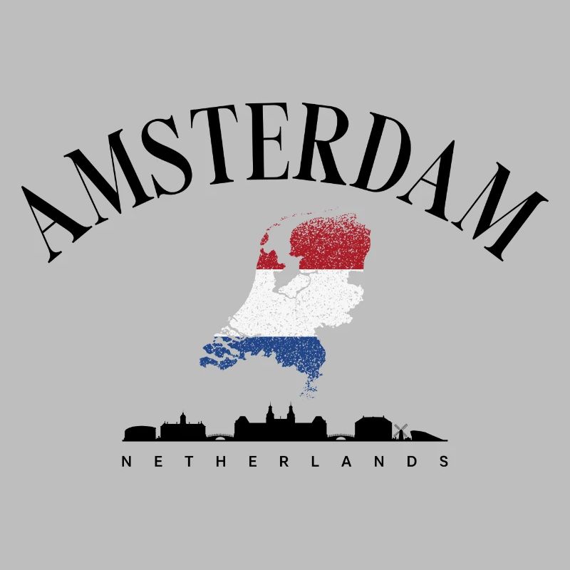Netherlands Map in Dutch Flag