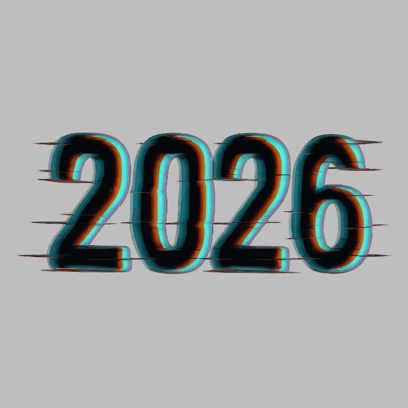 Futuristic Year 2026 Design with Neon Effect
