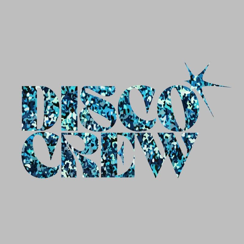 Disco Crew Glitter Blue Typography