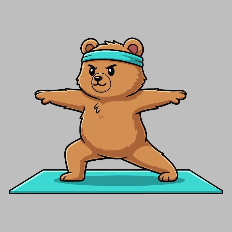 Yoga Bear Doing Warrior Pose