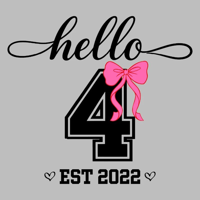 Hello 4 Est 2022 Mädchen Geburtstag Design