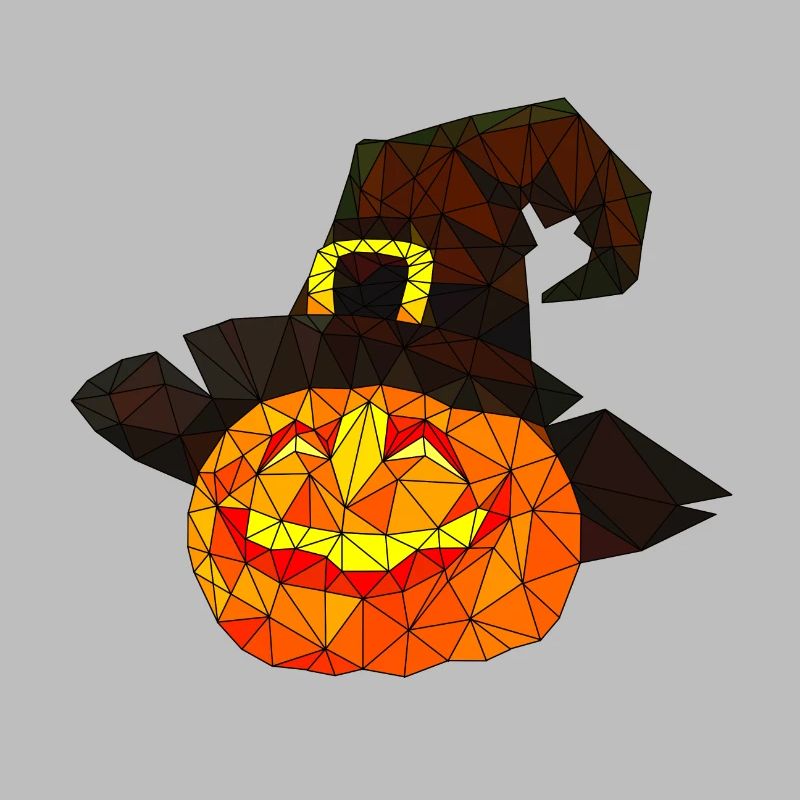 Polygonal Halloween Pumpkin Triangular Poly Art