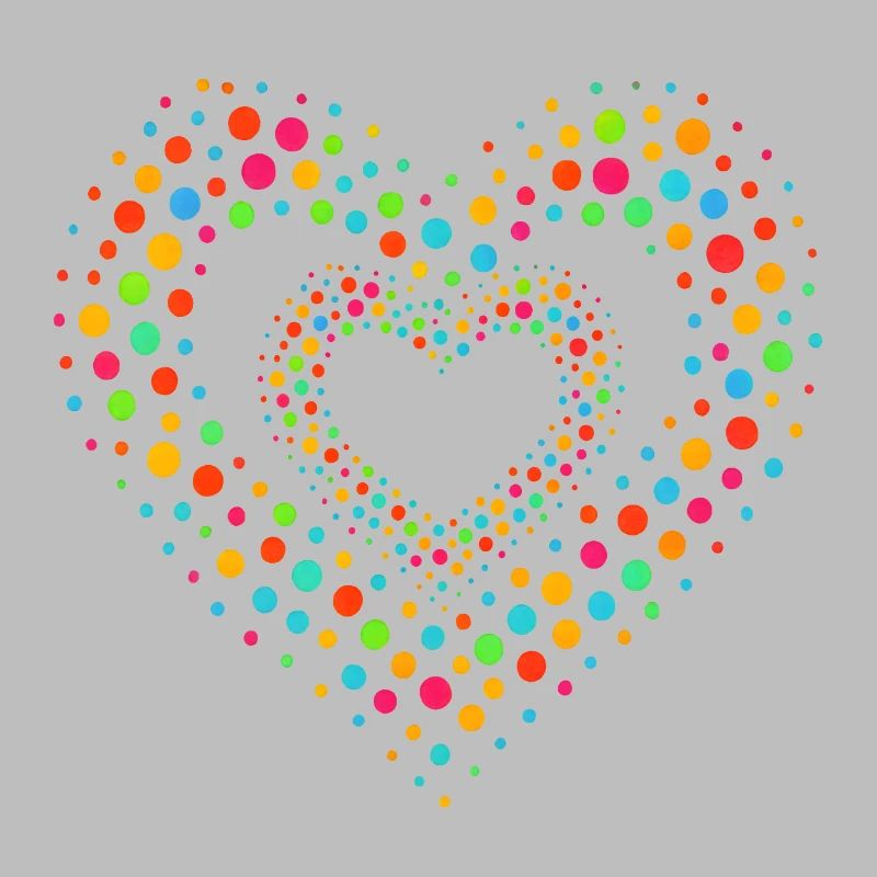 Rainbow Dot Heart Pattern Tee