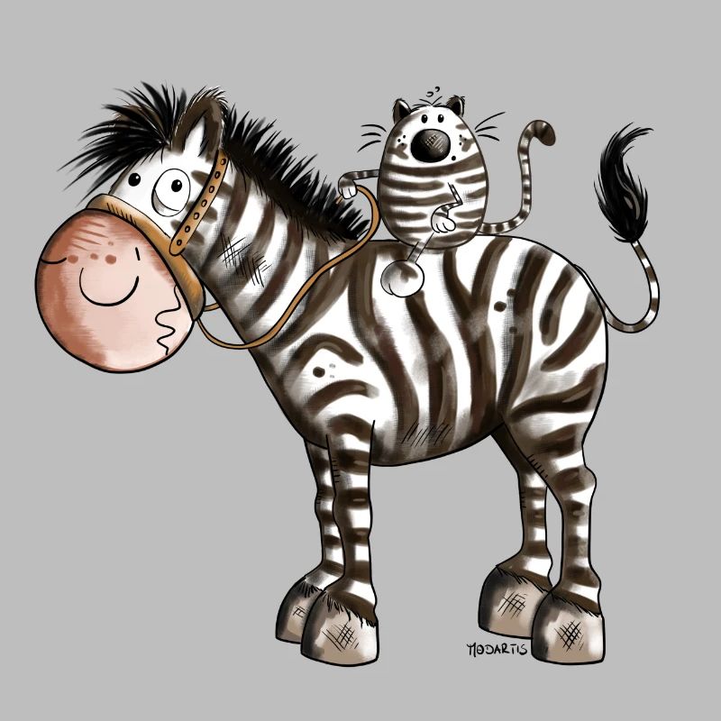 Zebra mit Katze