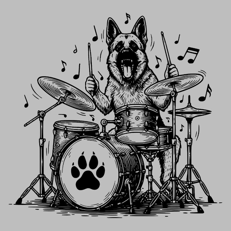 German Shepherd Drummer Art