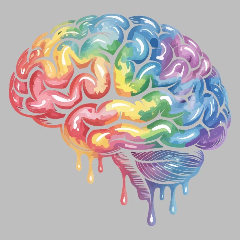 Rainbow Brain Gradient Print Design