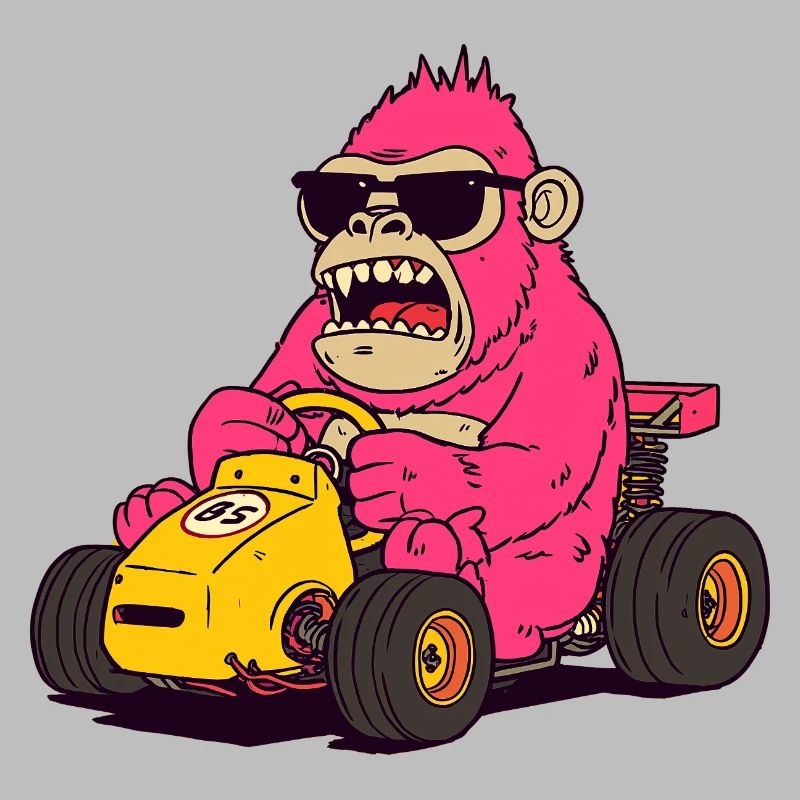 Pink Monkey Racer Kart