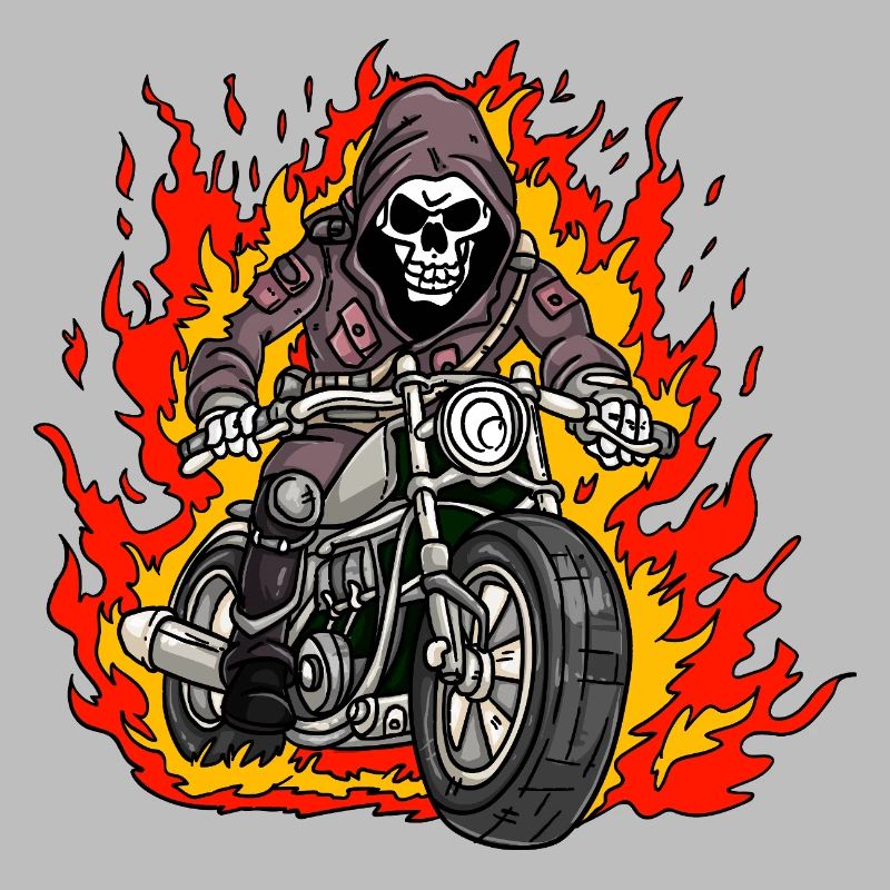 Skeleton Motorcycle Flames