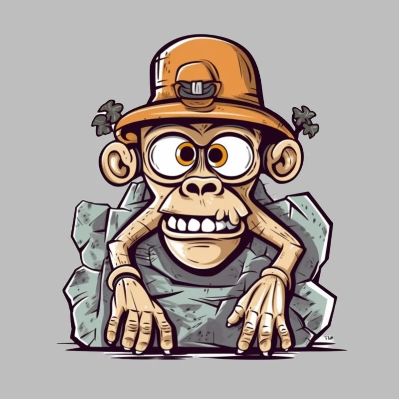 Adventurous monkey artwork with mountaineering hat
