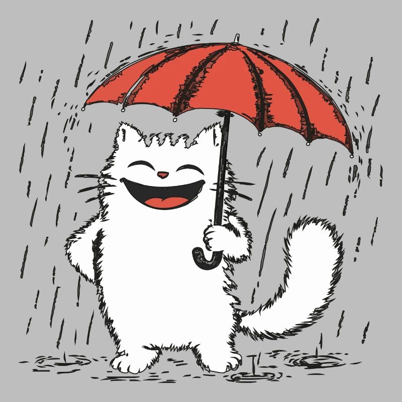 Happy cat Under Rain