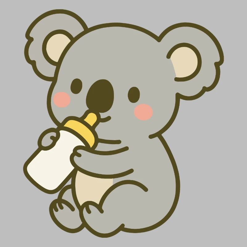 Cuddly koala with bottle