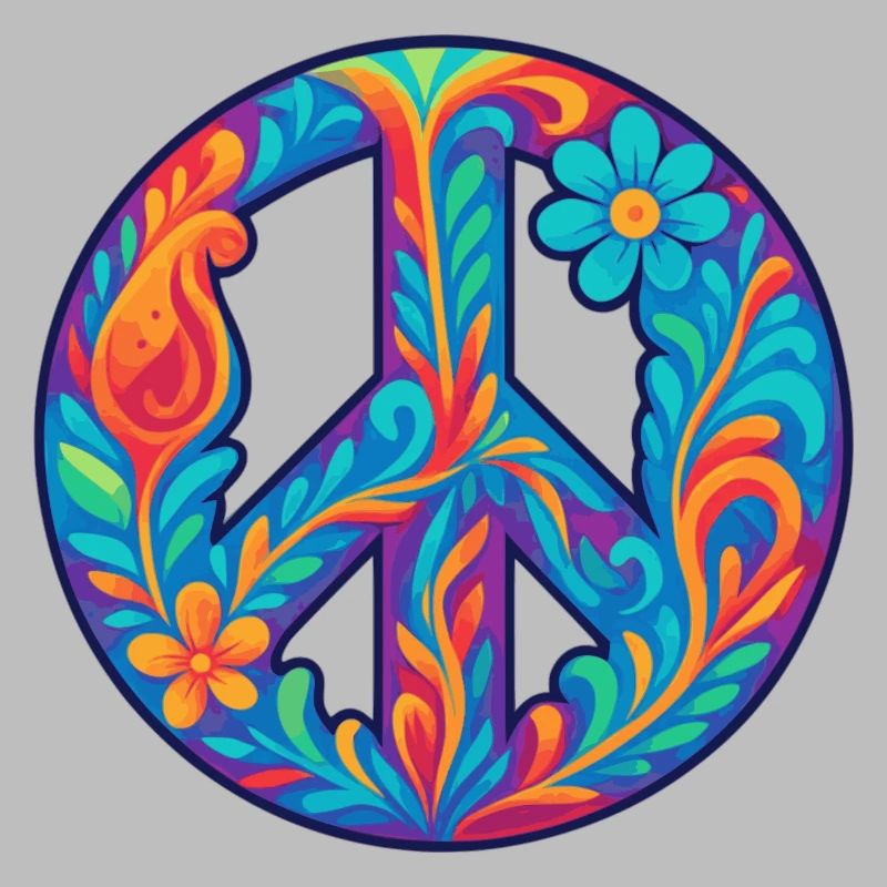 Floral Pattern Peace Symbol Design