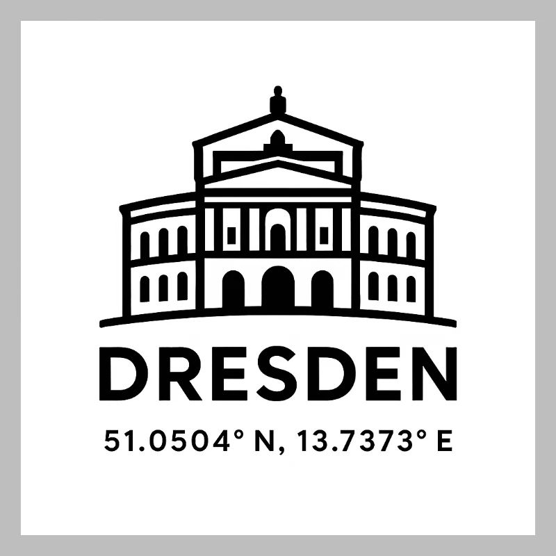 Dresden Skyline Line Style Coordinates Semperoper
