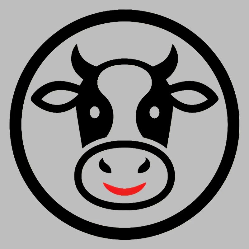 Cow Head Logo Icon Comic Round Vector