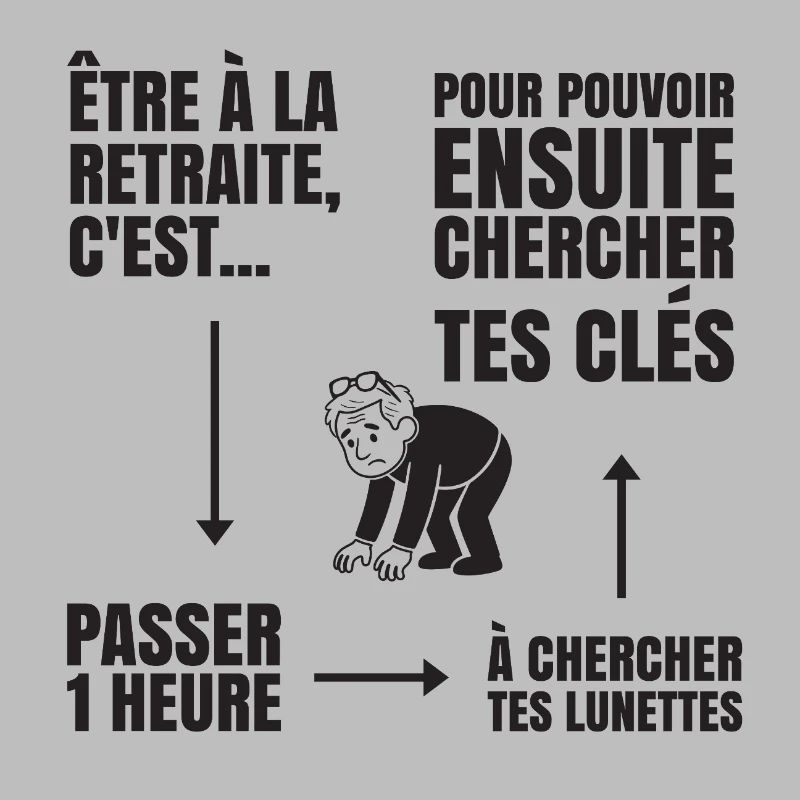 Im Ruhestand mit oder ohne Brille (schwarzer Text)