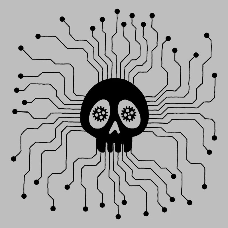 Black microprocessor skull