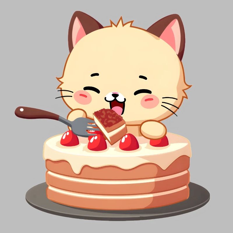 Cat eats cake