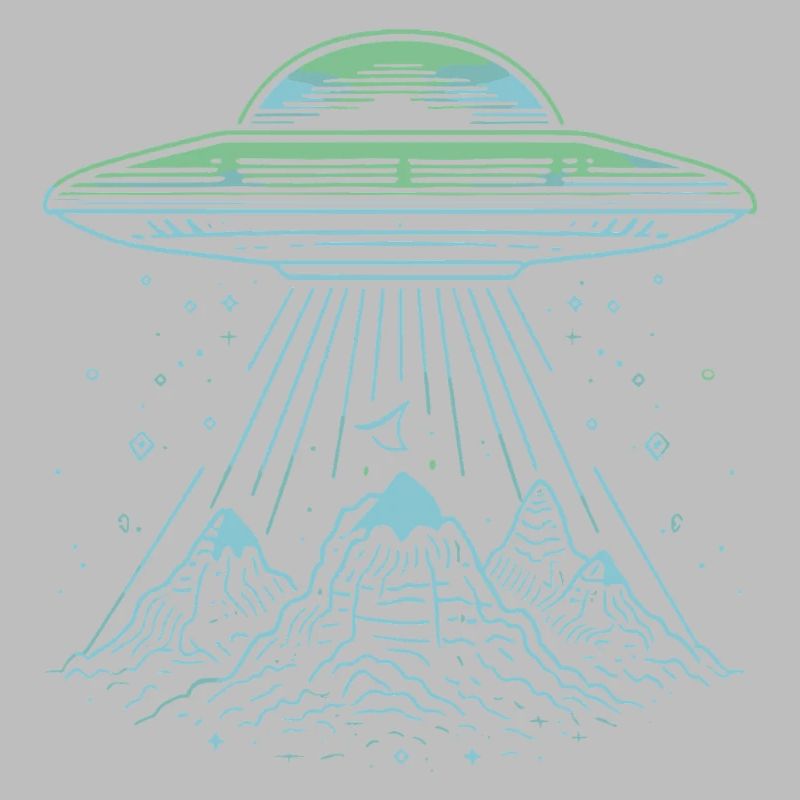UFO Mountain Abduction - Mysterious Sci-Fi Design