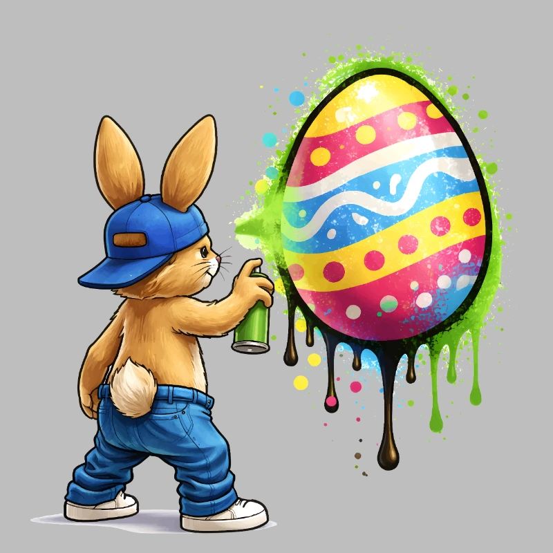 Graffiti bunny with Easter egg