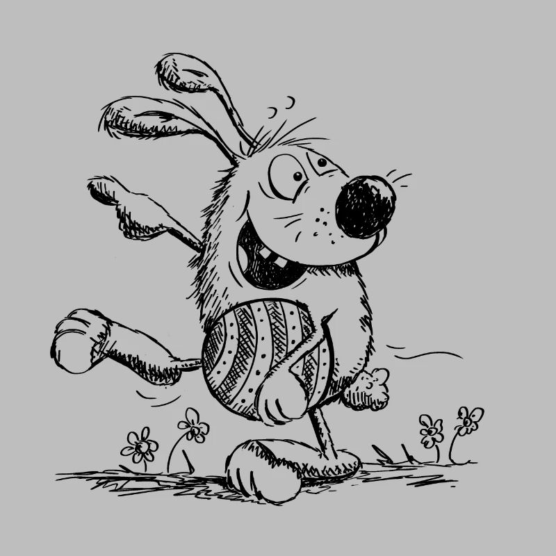 Funny easter bunny with easter egg - easter