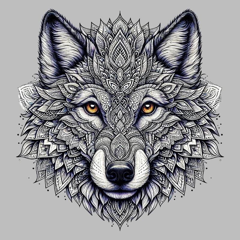 Wolf decorated with Mandalas