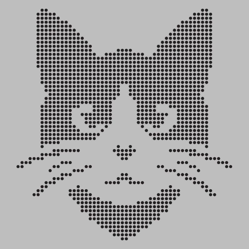 Silhouette de visage de chat à points