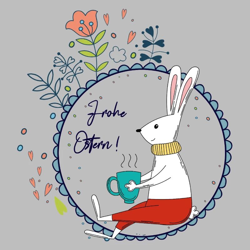 Easter bunny with tea cup