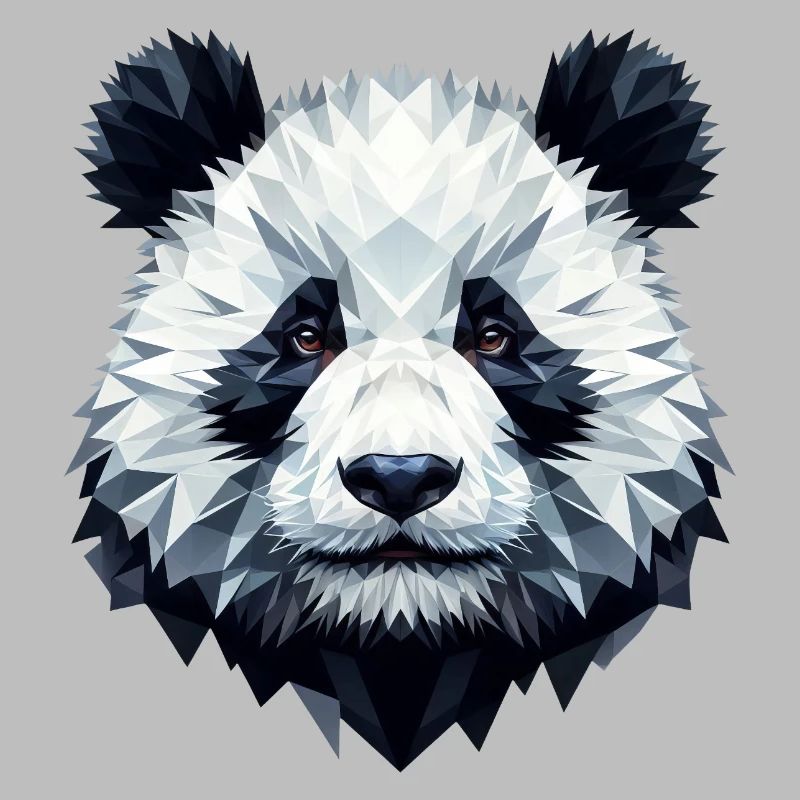 Panda Face Polygon Art Geometry