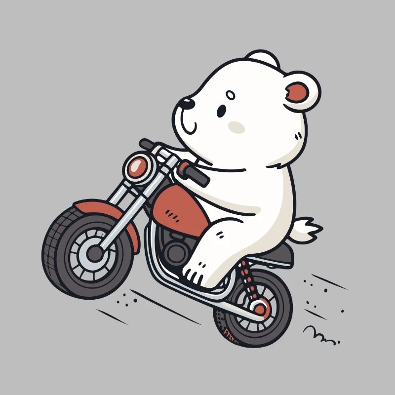 Polar bear biker retro motorcycle