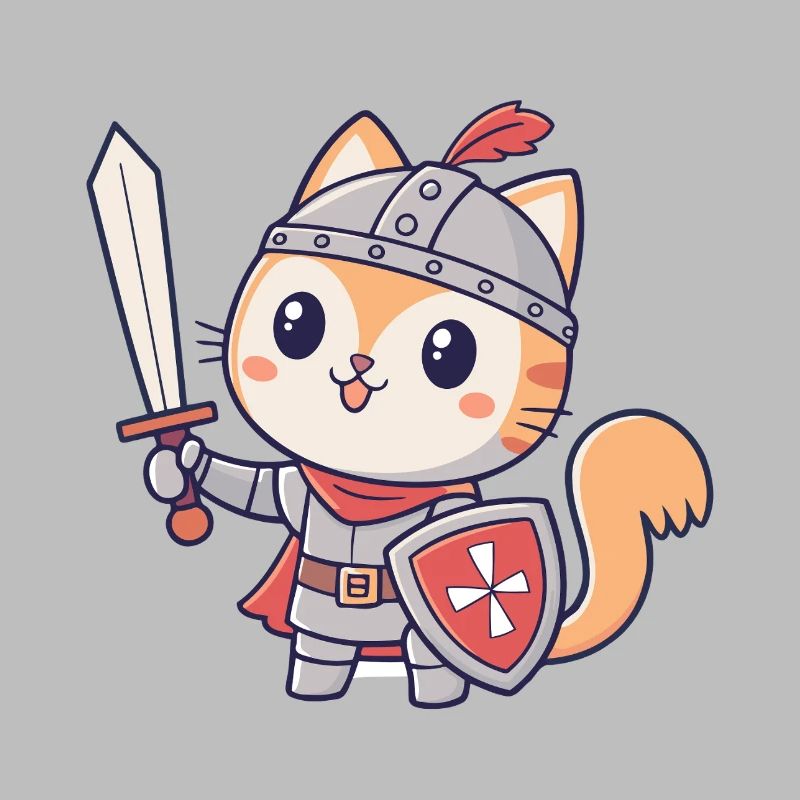 Chat Chevalier Épée et Bouclier