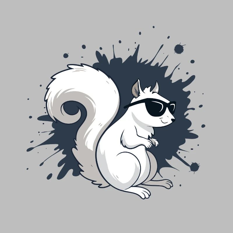 Chic White Squirrel with Black Glasses