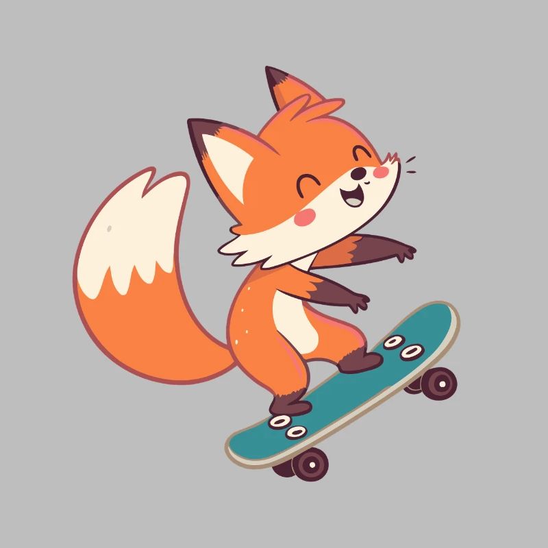 Fuchs-Skateboarder auf Skateboard
