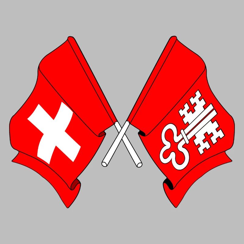 Drapeau de la Suisse et drapeau de Nidwald