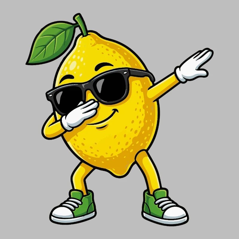 Dessin animé Dun Citron dans la pose Dab