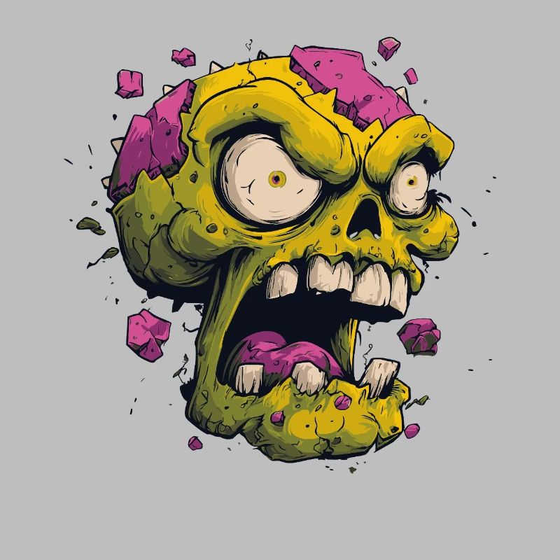 Exploding Skull – Comic Horror Motif