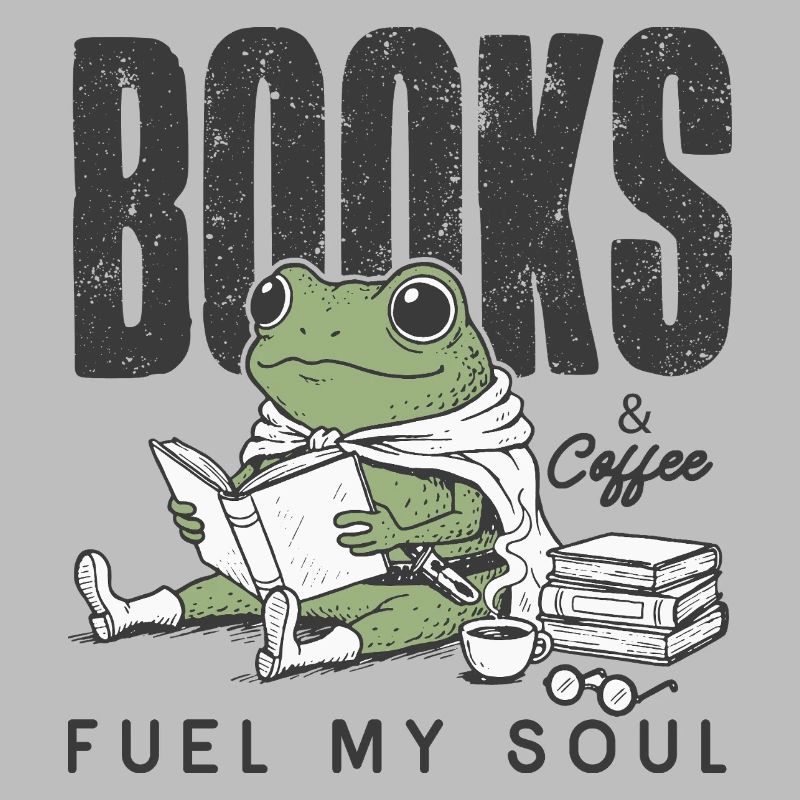 Frog reading book with coffee bookworm reading