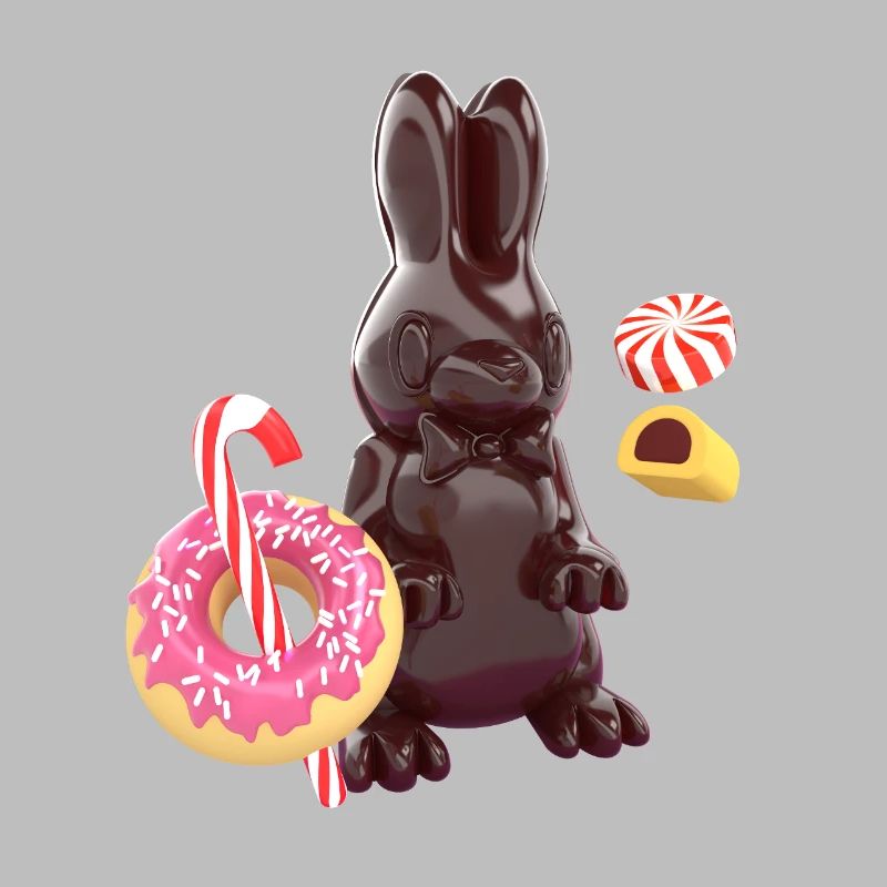 3D Chocolate Bunny with Candy – Cute Candy Art
